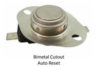 HEATER REPLACEMENT PARTS, CUTOUT BIMTL AUTO RESET DISK TYPE OPEN133F