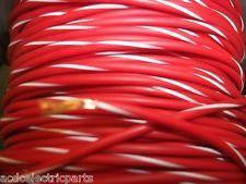 Wire, Red/White Stripes, 16AWG, MTW, Tinned